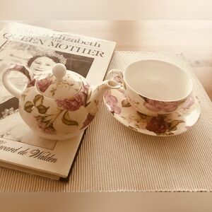 British Empire Ware Porcelain Tea for One Set with Rose Design